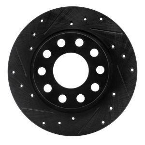 Volkswagen EuroVan Brake Rotor (1) - Front Left - R1 Concepts - Drilled & Slotted - Black - `01-`03